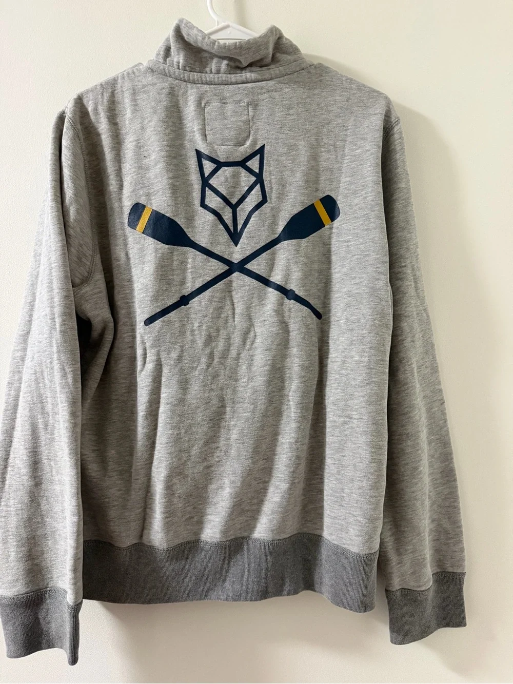 Prince & Fox Half-Zip Sweater Mens Size M Grey Excellent Pullover Logo Pockets